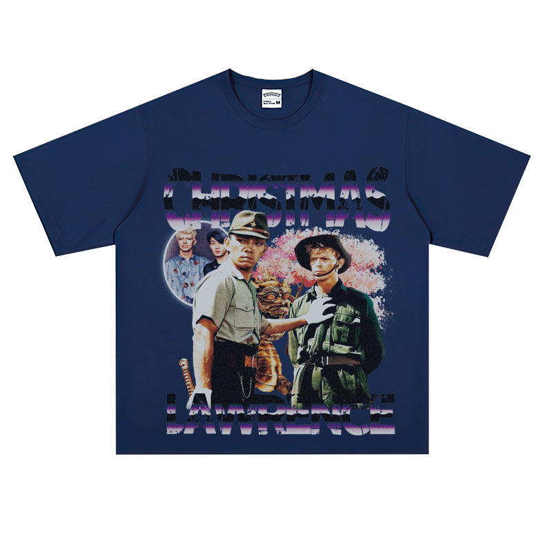 Film Star T Shirt Happy Christmas on the Battlefield Loose Retro Street Cotton T-shirt