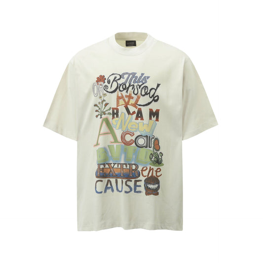 Ye T Shirt Summer Vintage Cartoon Print Short Sleeve T-Shirt