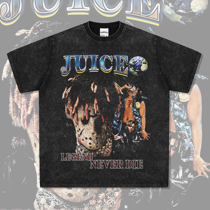 Marcas streetwear usa vintage hip hop joswold juice print short sleeve t-shirt