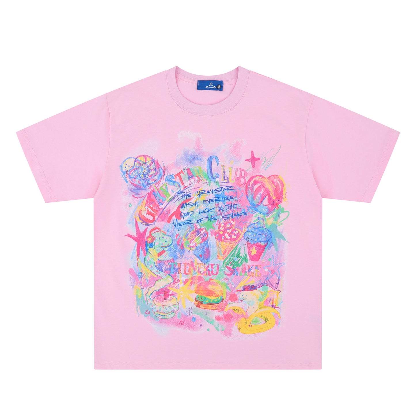 Distorted vintage snake short sleeve t-shirt summer oversize top