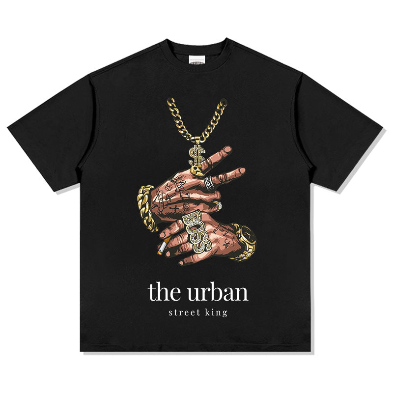 Streetwear masculino summer vintage short sleeve hip hop print t-shirt