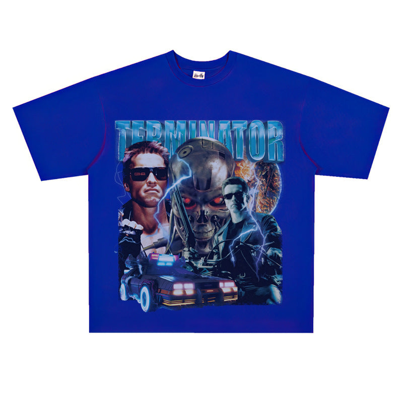 Film Star T Shirt Movie Terminator Poster Print Personalized Cotton Short Sleeve Loose round Neck T-shirt
