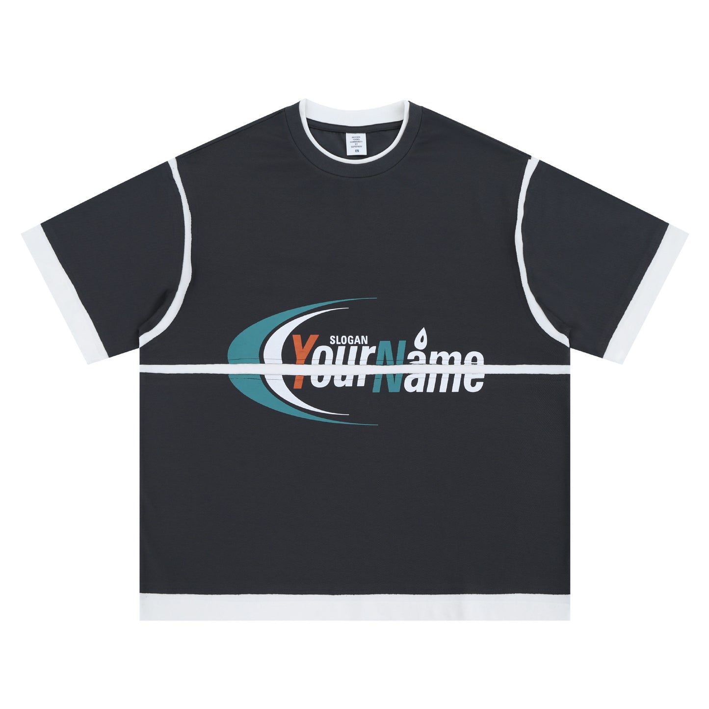 Vic Streetwear Summer Letter Print Short Sleeve T-Shirt Loose