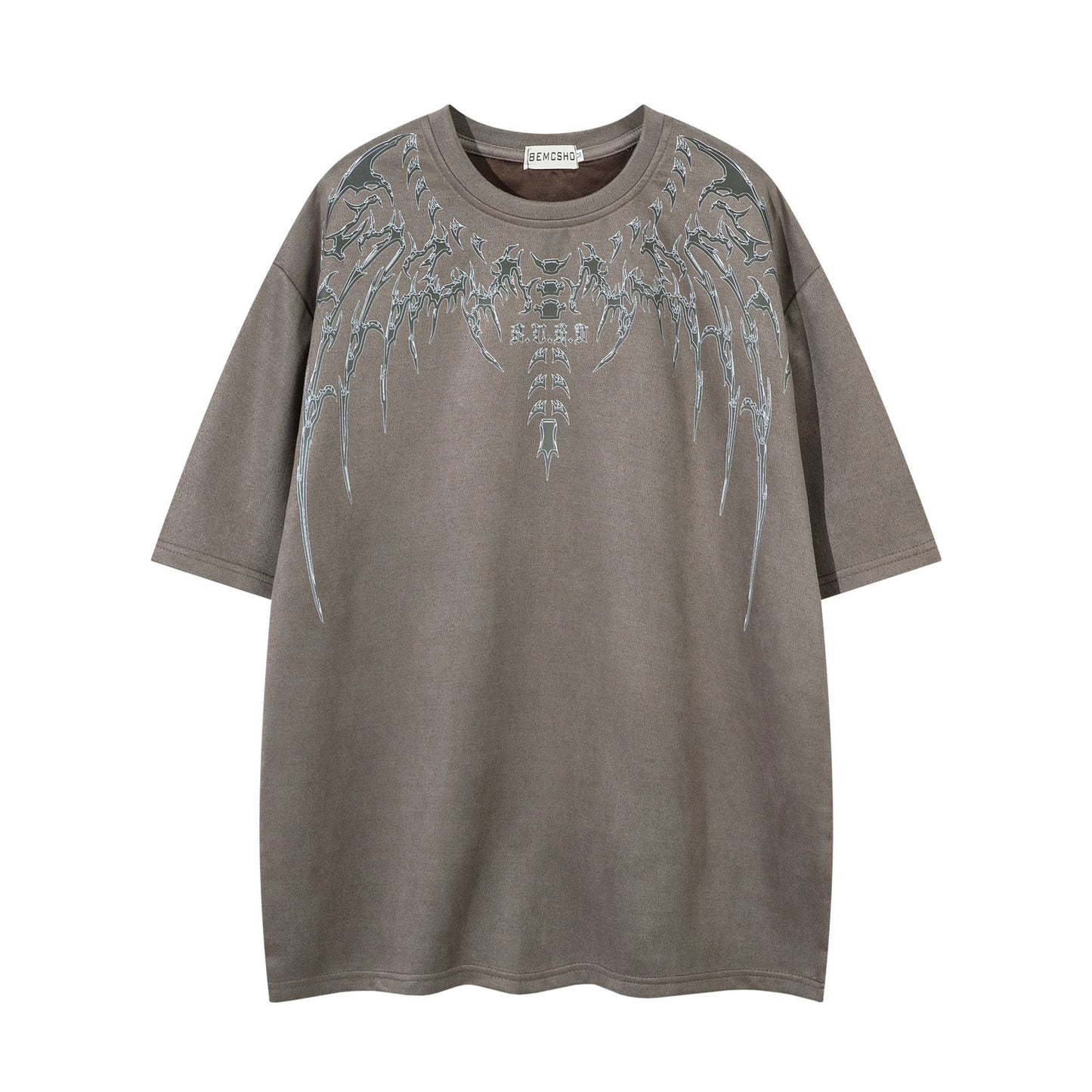 Hustle vintage summer t-shirt skull skeleton print short sleeve