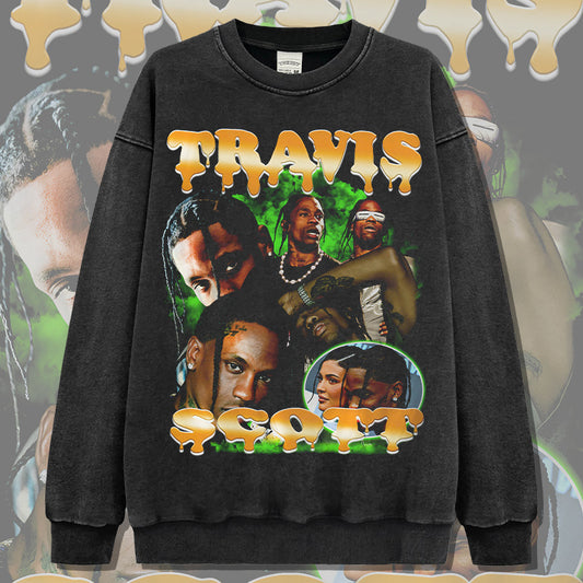 Marcas streetwear usa vintage hip hop travis scott made old crew neck sweater