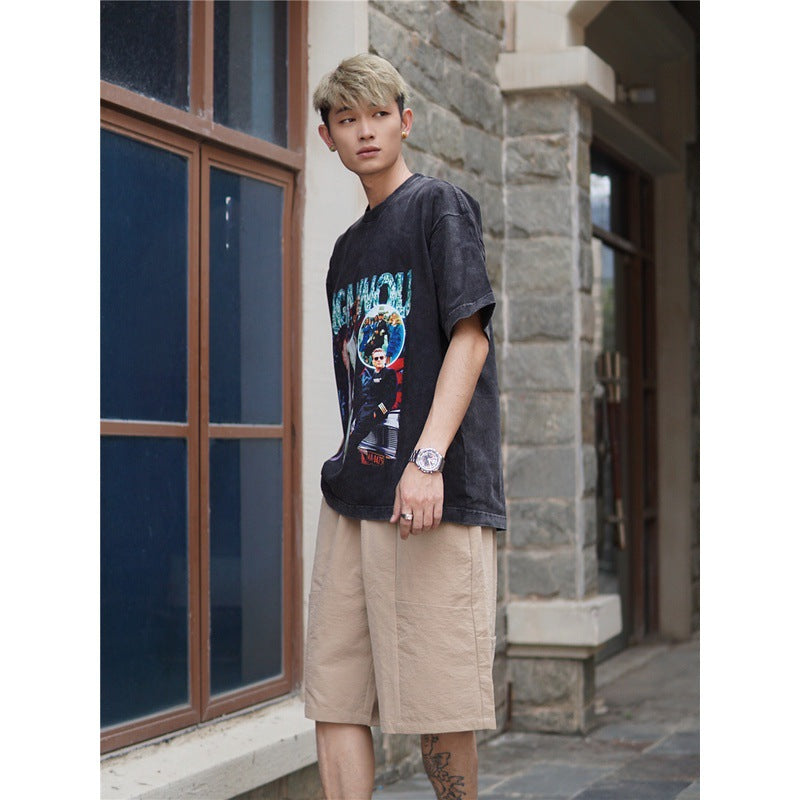 Film Star T Shirt Short Sleeve Loose Retro American Design T-shirt Men