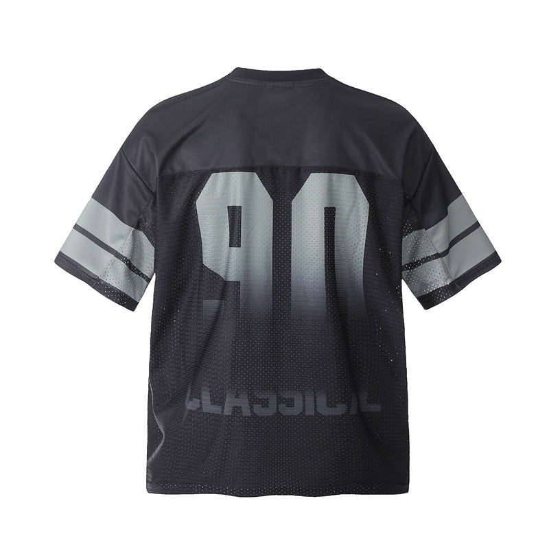 Stone Wash T shirt Rugby jersey Short Sleeve Casual T-shirt