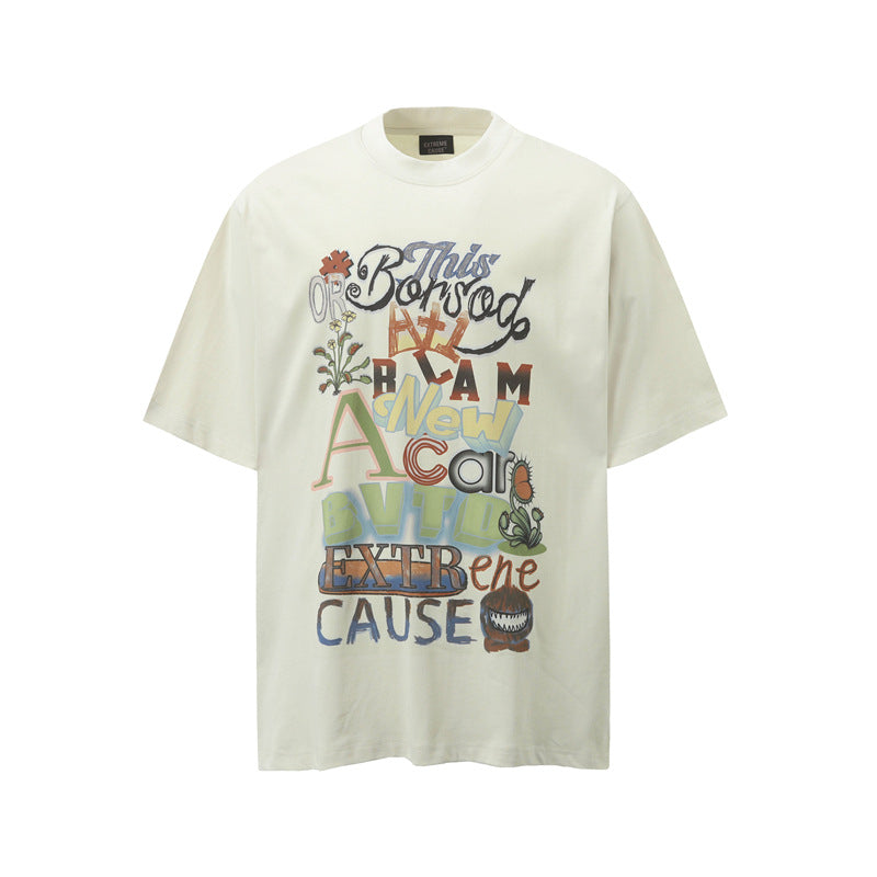 Camisas Retros Summer Short Sleeve Casual Cotton T-Shirt