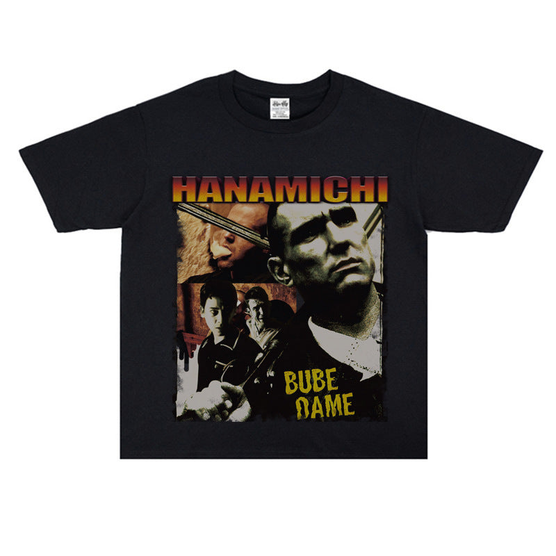 Film Star T Shirt Cotton Short Sleeve Loose American Retro T-shirt