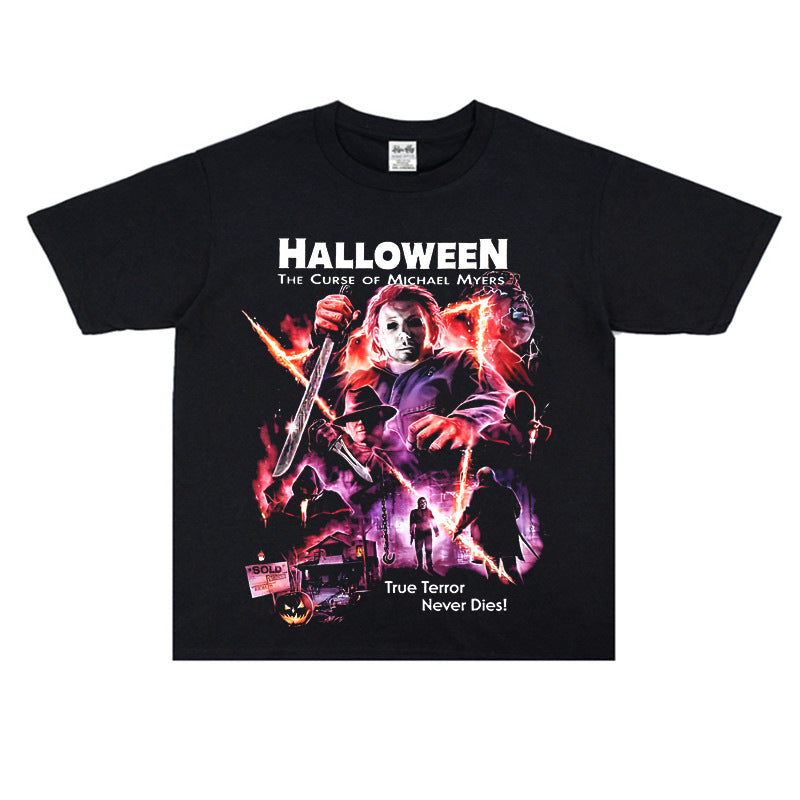 Film Star T Shirt Movie Halloween Trendy Cotton Short Sleeve Loose round Neck T-shirt for Men and Women