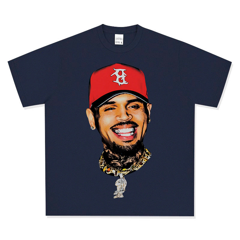 New york hip hop shop vintage chris crown print short sleeve t-shirt