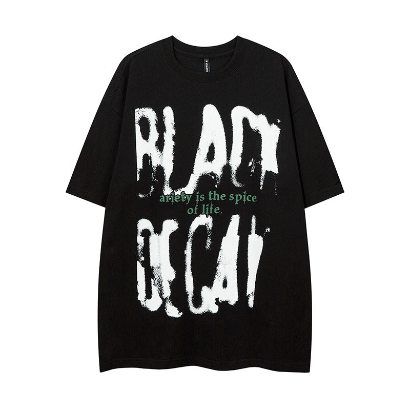 Vintage T Shirts Hip Hop Graffiti Letter Print T-Shirt