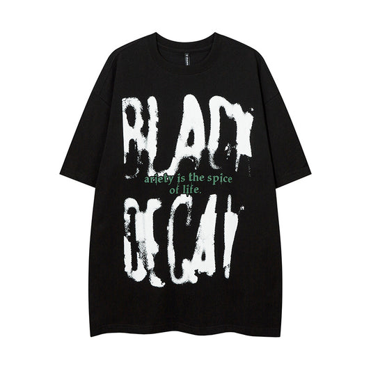 Vintage T Shirts Hip Hop Graffiti Letter Print T-Shirt