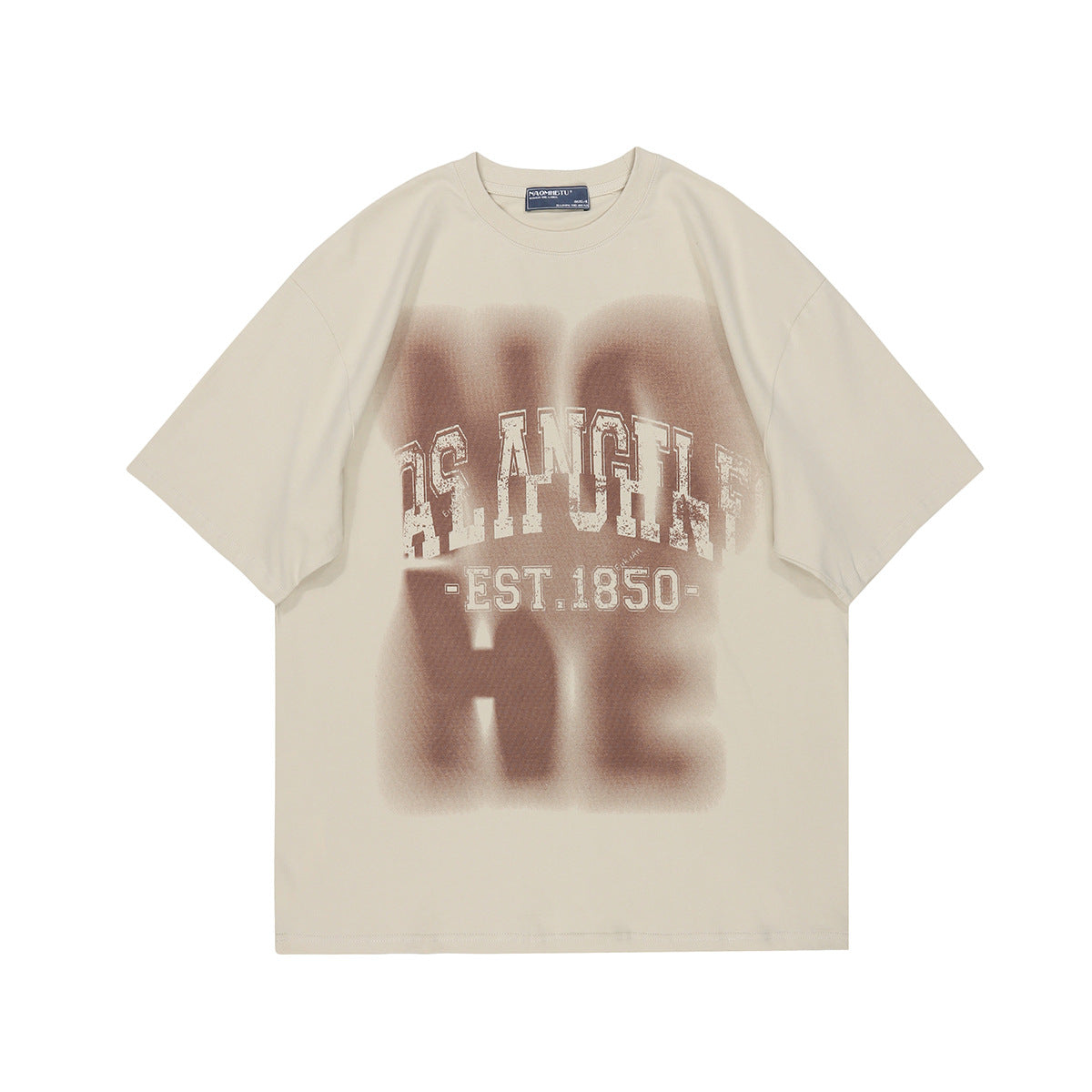 Hustle vintage gradual change color summer short sleeve t-shirt