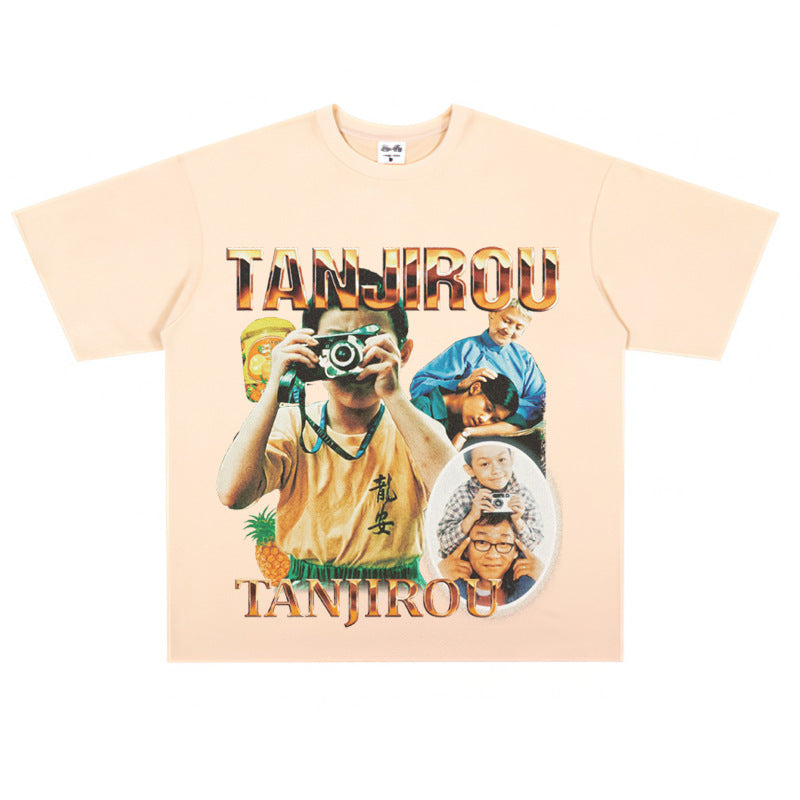 Film Star T Shirt American Retro Street Cotton T-shirt Men and Women