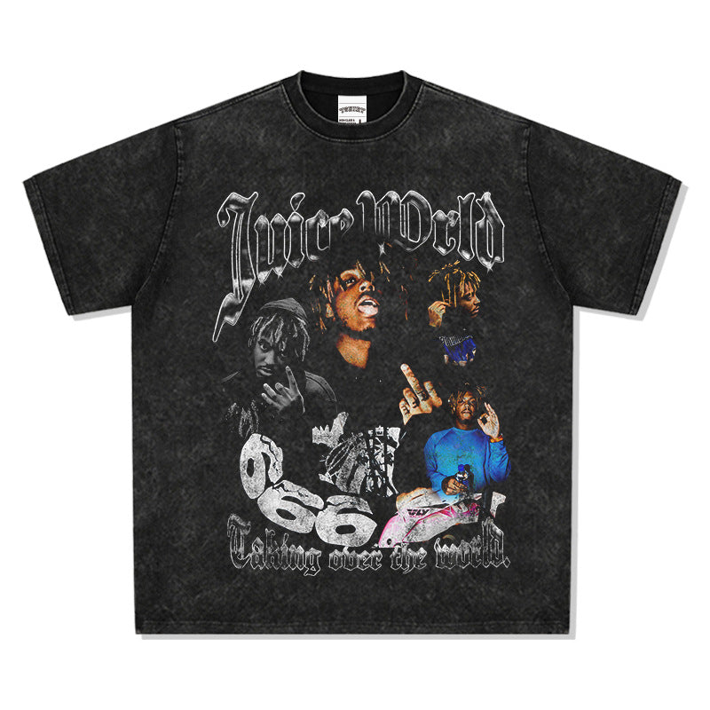 New york hip hop shop bc rap juice wrld print, short sleeve t shirt