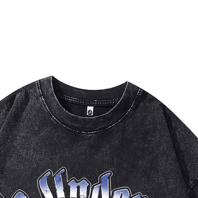 Ropa Vintage Hombre Vintage Alphabet Embroidered Short Sleeve T-Shirt