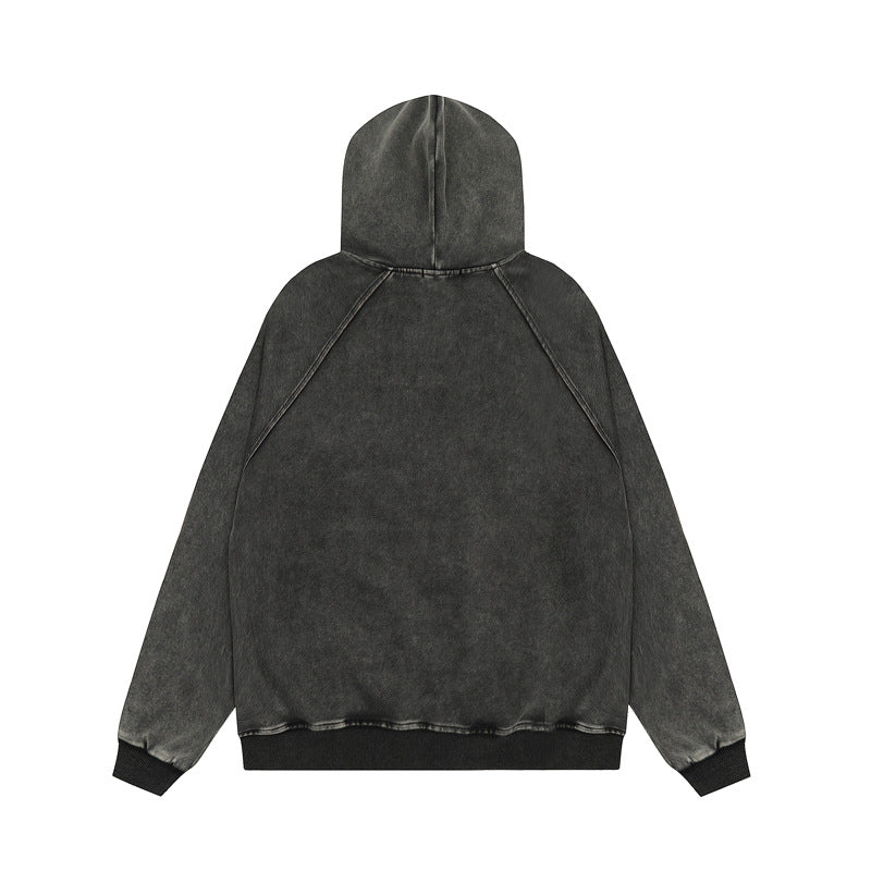 Streetwear Hoodie Vintage Washed Old Zip Cardigan Jacket