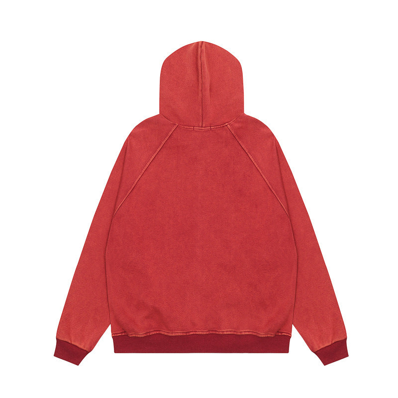 Streetwear Hoodie Vintage Washed Old Zip Cardigan Jacket