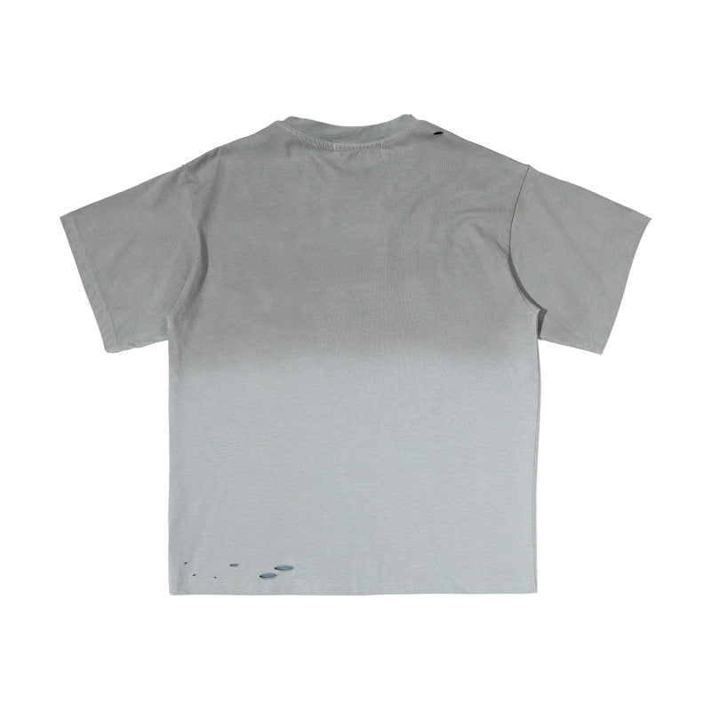US drip outfits summer retro gradual change casual loose short sleeve T-Shirts