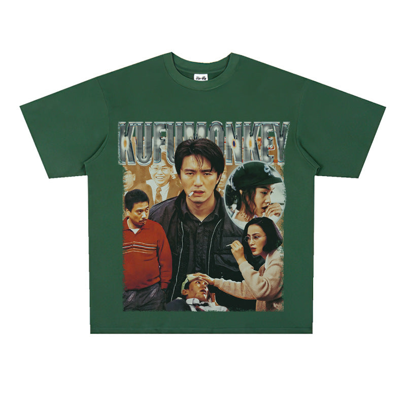 Film Star T Shirt Classic Movie Fight Back to School Cotton Short Sleeve Loose round Neck Retro T-shirt