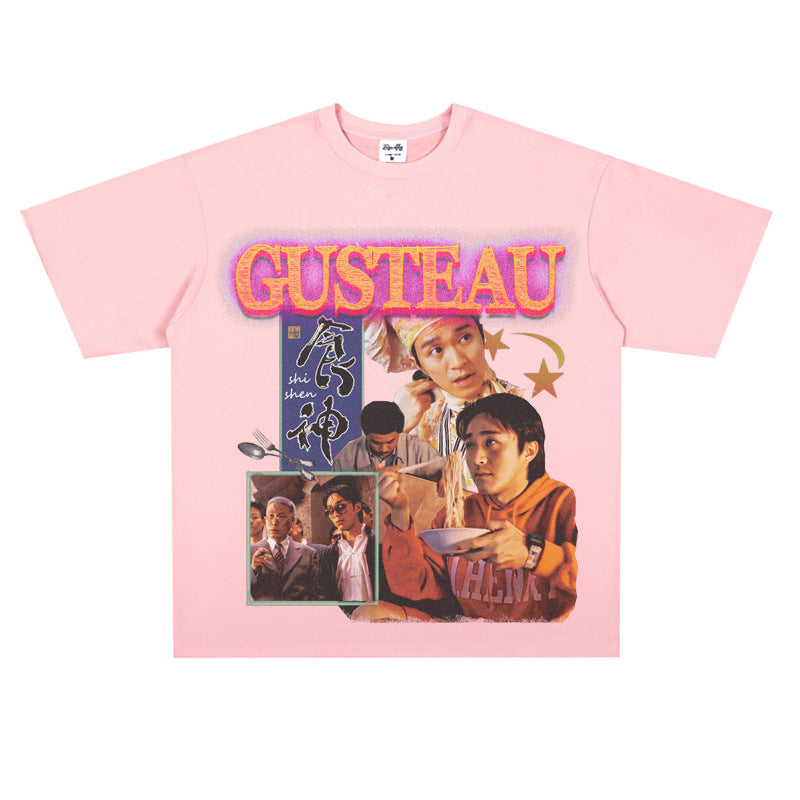 Film Star T Shirt Classic Movie Zhou Xingchi Short Sleeve American Retro T-shirt Men and Women
