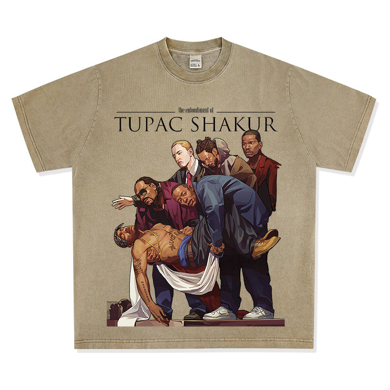 New york hip hop shop Homage TUPAC SHAKER 2PAC old printed short sleeve t-shirt