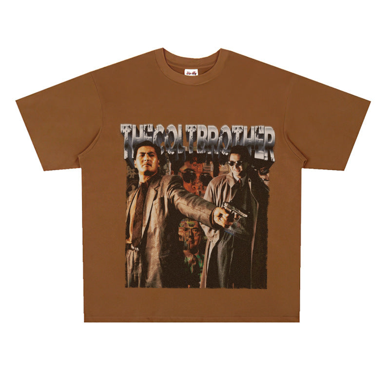 Film Star T Shirt Trendy Cotton Short Sleeve Loose round Neck Retro T-shirt