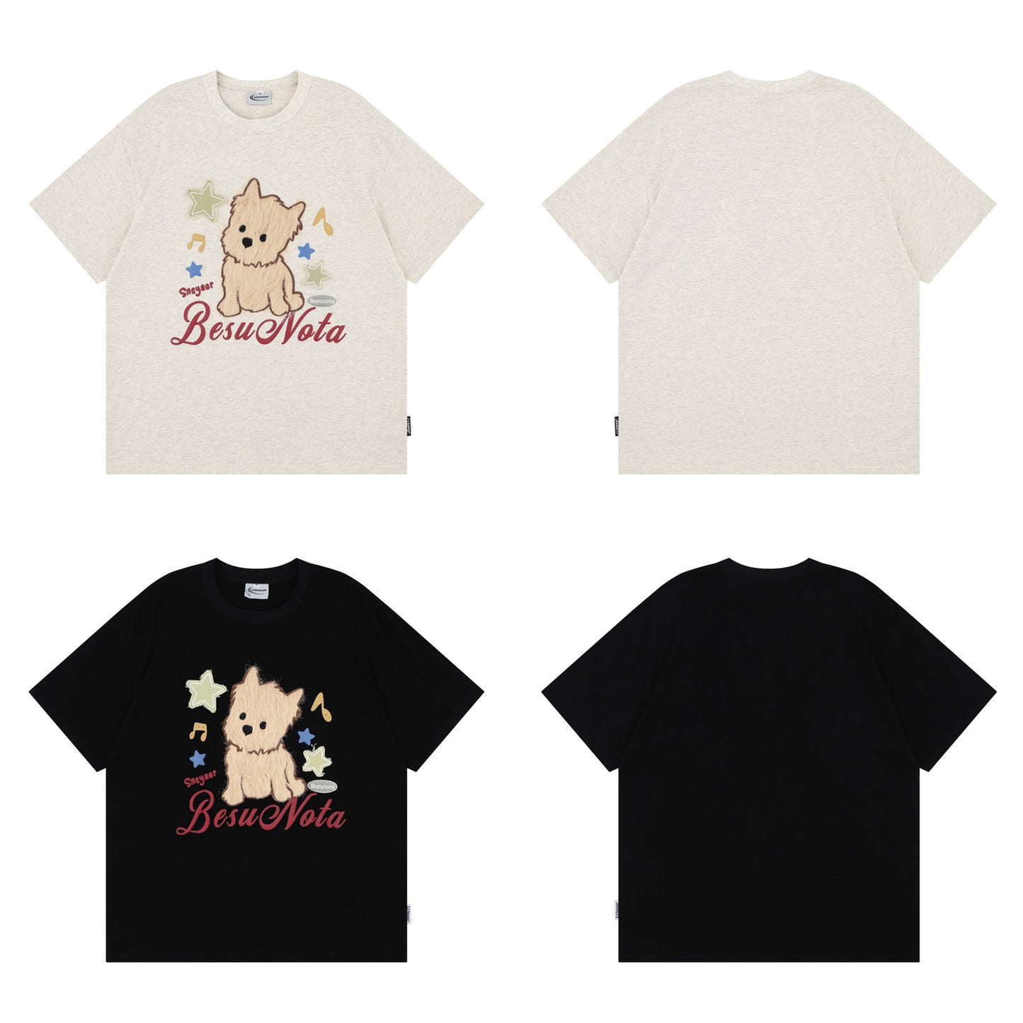 Distorted vintage puppy short sleeve t-shirt summer loose casual top