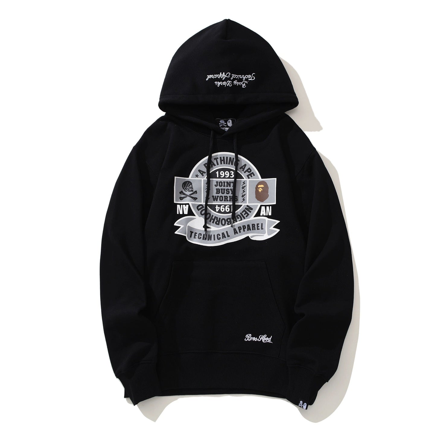 Ape Hoodie Skull Ape Man Letter Print Hooded Pullover Kangaroo Sweater