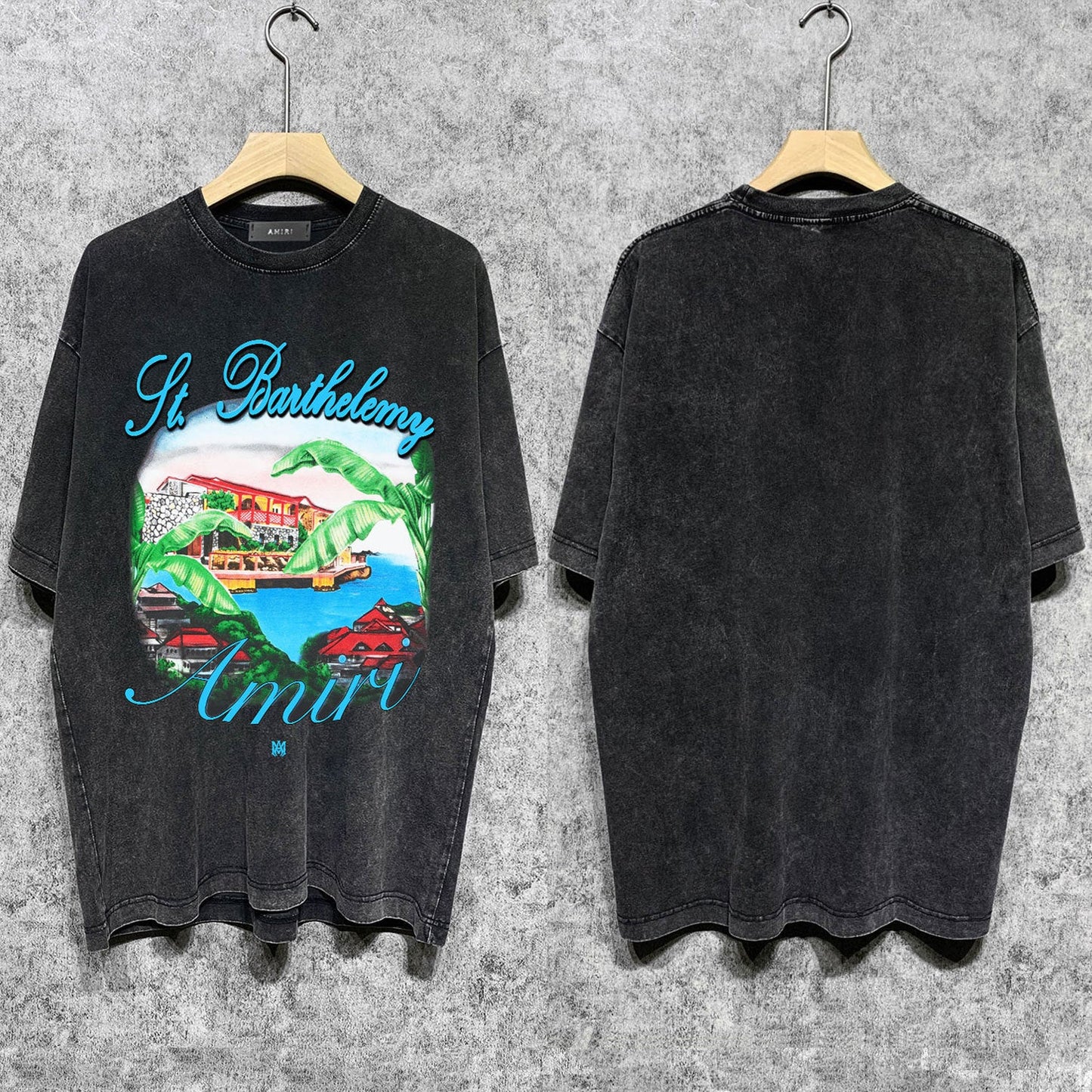 Amiri T Shirts Washed and Worn Retro Short Sleeve T-shirt