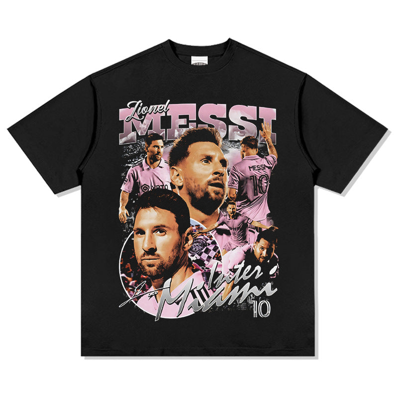 Marcas streetwear usa vintage messi print long sleeve short sleeve t-shirt