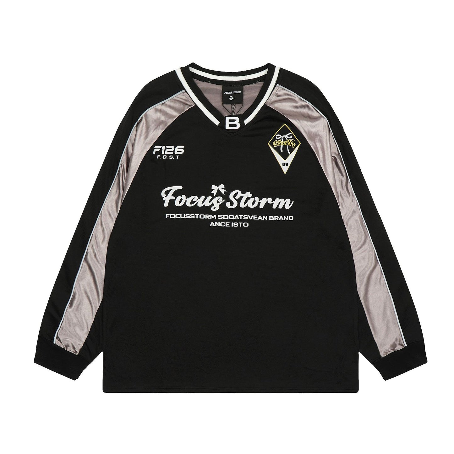 New York Hip Hop Style Fall/Winter Retro Long Sleeve T-Shirt Loose Sports V-Neck Jersey