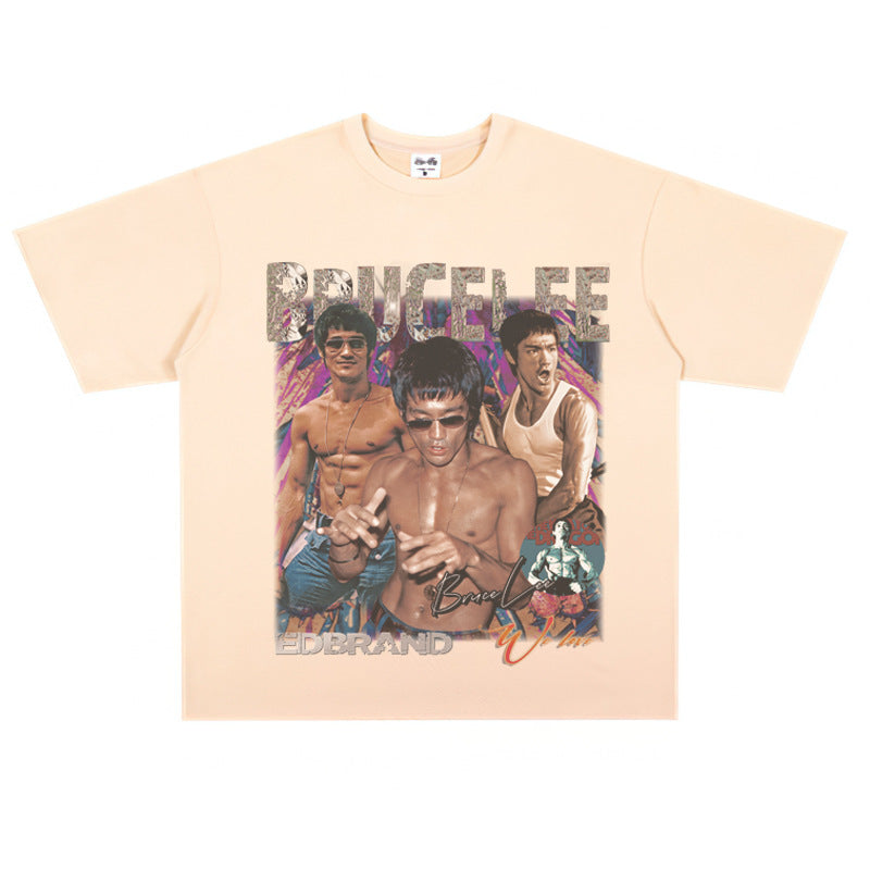 Film Star T Shirt Movie Bruce Lee Cotton Short Sleeve Loose round Neck American T-shirt Men and Women