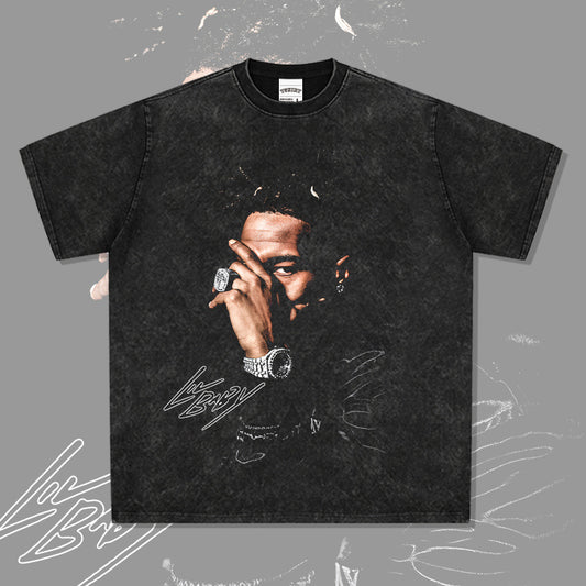 Marcas streetwear usa vintage hip hop Lil Baby print short sleeve t-shirt