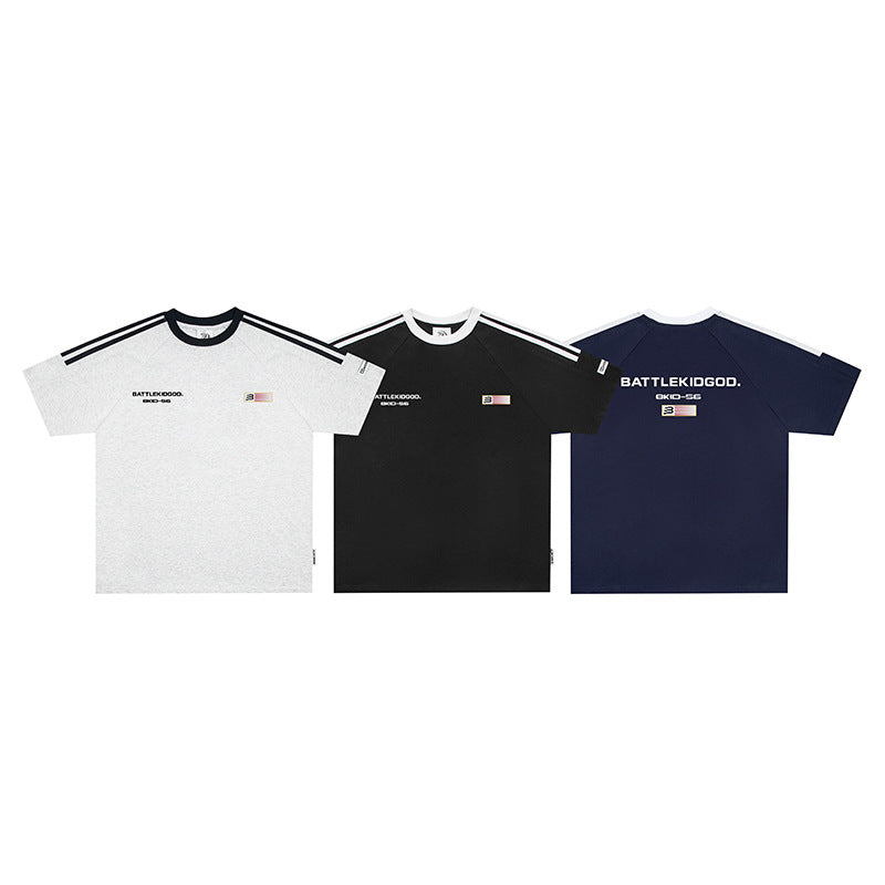 Vintage Usa Shirt Flag Print Short Sleeve T-Shirt