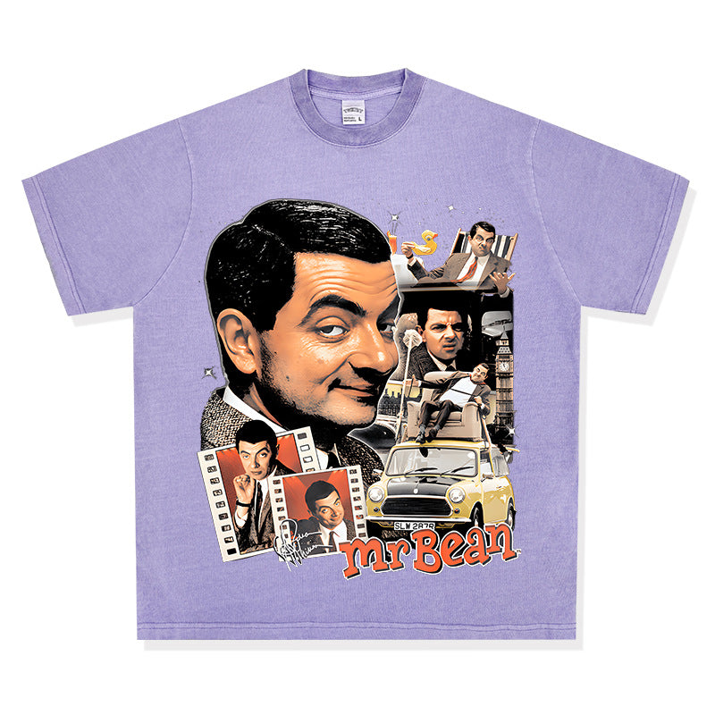 Streetwear masculino comedian bean atkinson print short sleeve t-shirt