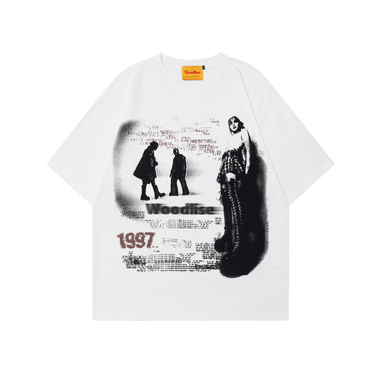 90s West Coast Hip Hop Fashion T Shirts Rock Character Print Short Sleeve T-Shirt