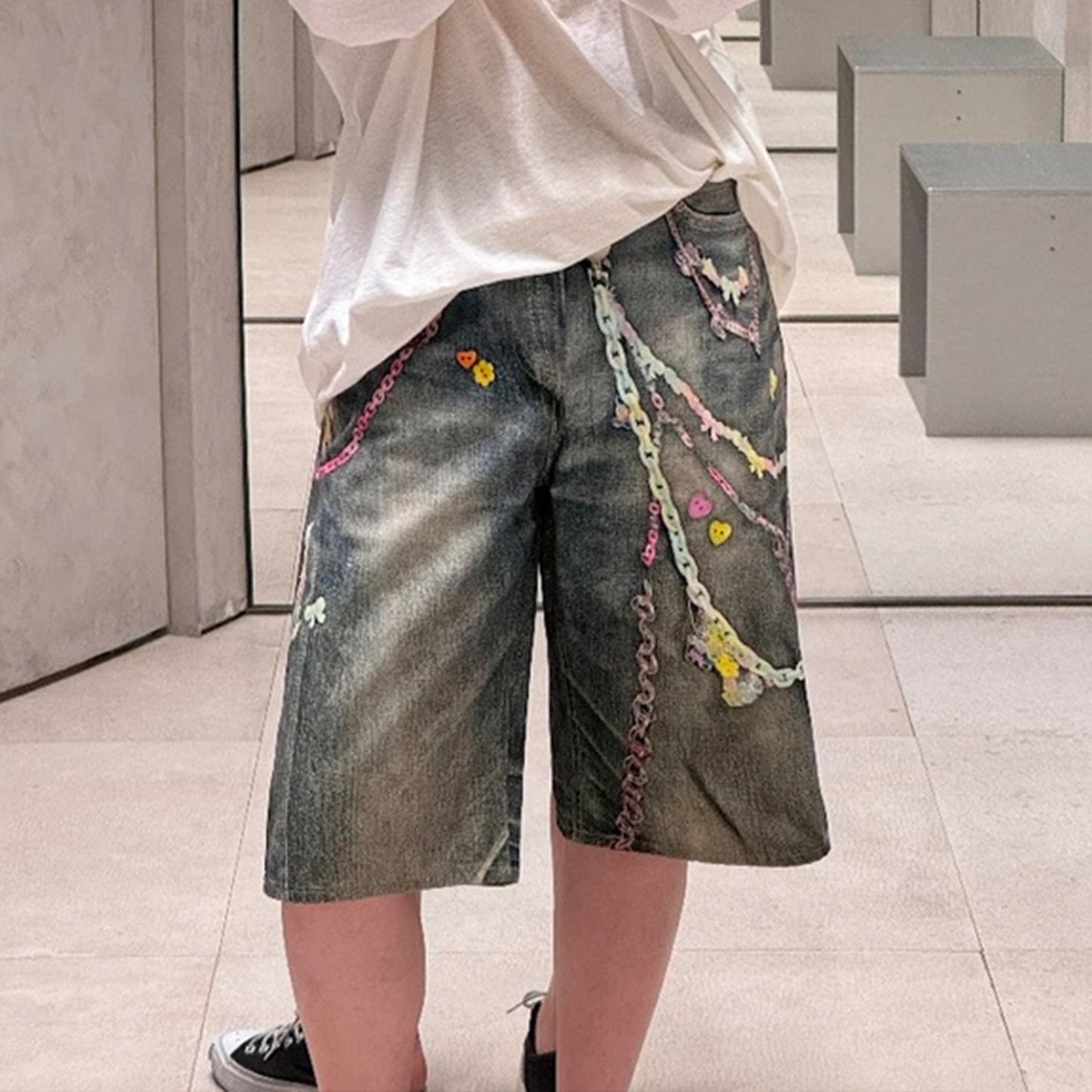 Rock Revival Jeans Hip Hop Printed Jeans Denim Shorts