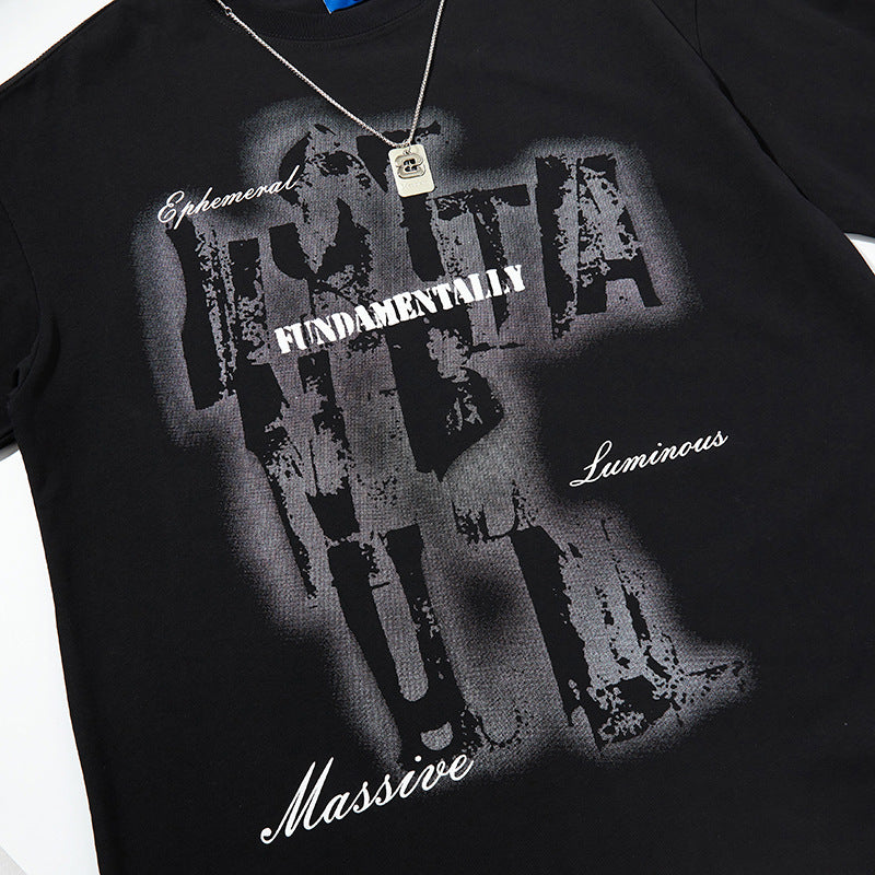 Nyc 1990 Shirt Vintage Necklace Letter Print Short Sleeve T-Shirt
