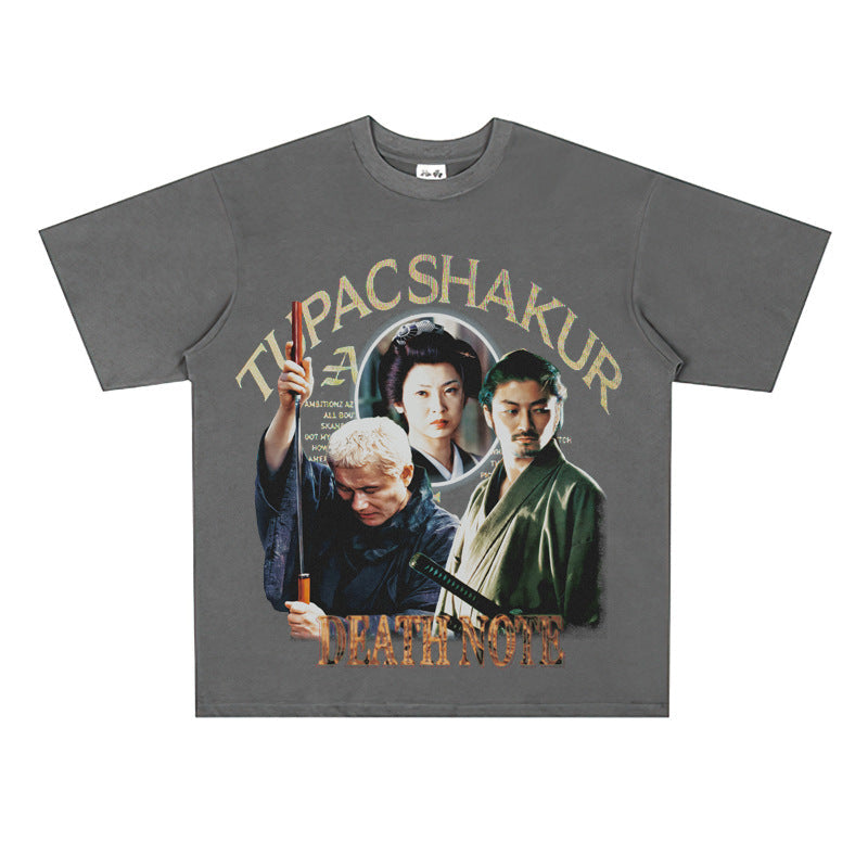 Film Star T Shirt Japanese Movie Zatōichi Loose Street Cotton T-shirt Men