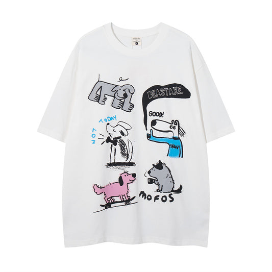 Y2K mens shirt fun pattern alphabet print short sleeve t-shirt