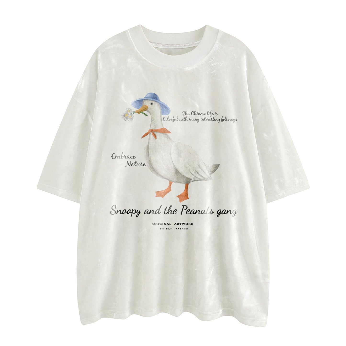 Distorted vintage duck print summer short sleeve t-shirt loose t-shirt