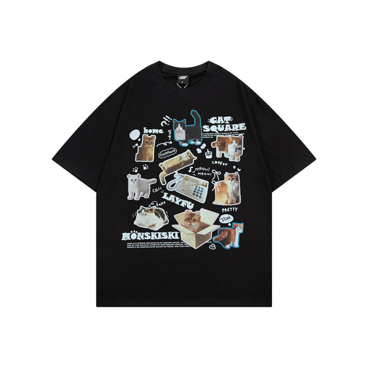Distorted vintage pussy figure short sleeve t-shirt