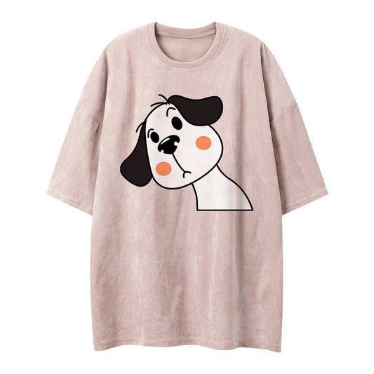 US drip outfits Summer Vintage Dog Casual Loose Short Sleeve T-Shirts