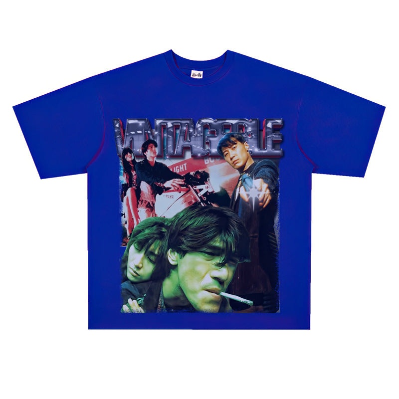 Film Star T Shirt Movie Fallen Angel Short Sleeve Loose Retro American Street T-shirt Men and Women