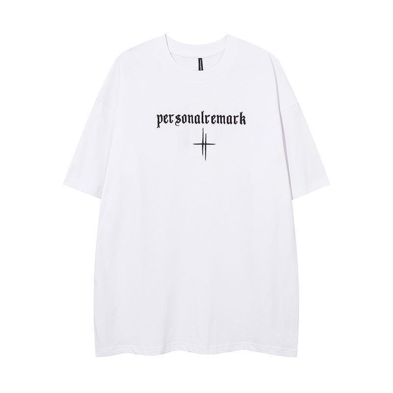 Vintage Tišö Rt Hip Hop Alphabet Embroidered Short Sleeve T-Shirt Loose Casual