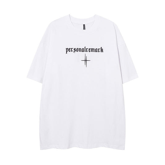 Vintage Tišö Rt Hip Hop Alphabet Embroidered Short Sleeve T-Shirt Loose Casual