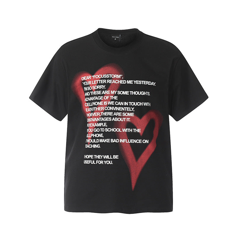 Marcas De Streetwear Love Letter Print Short Sleeve T-Shirt