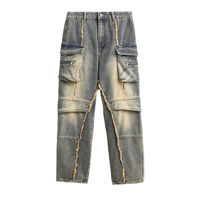 1990 Fashion Jeans Multi-pocket Loose Denim Trousers